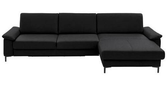 ECKSOFA in Echtleder Schwarz  - Schwarz, Design, Leder/Metall (334/176cm) - Dieter Knoll