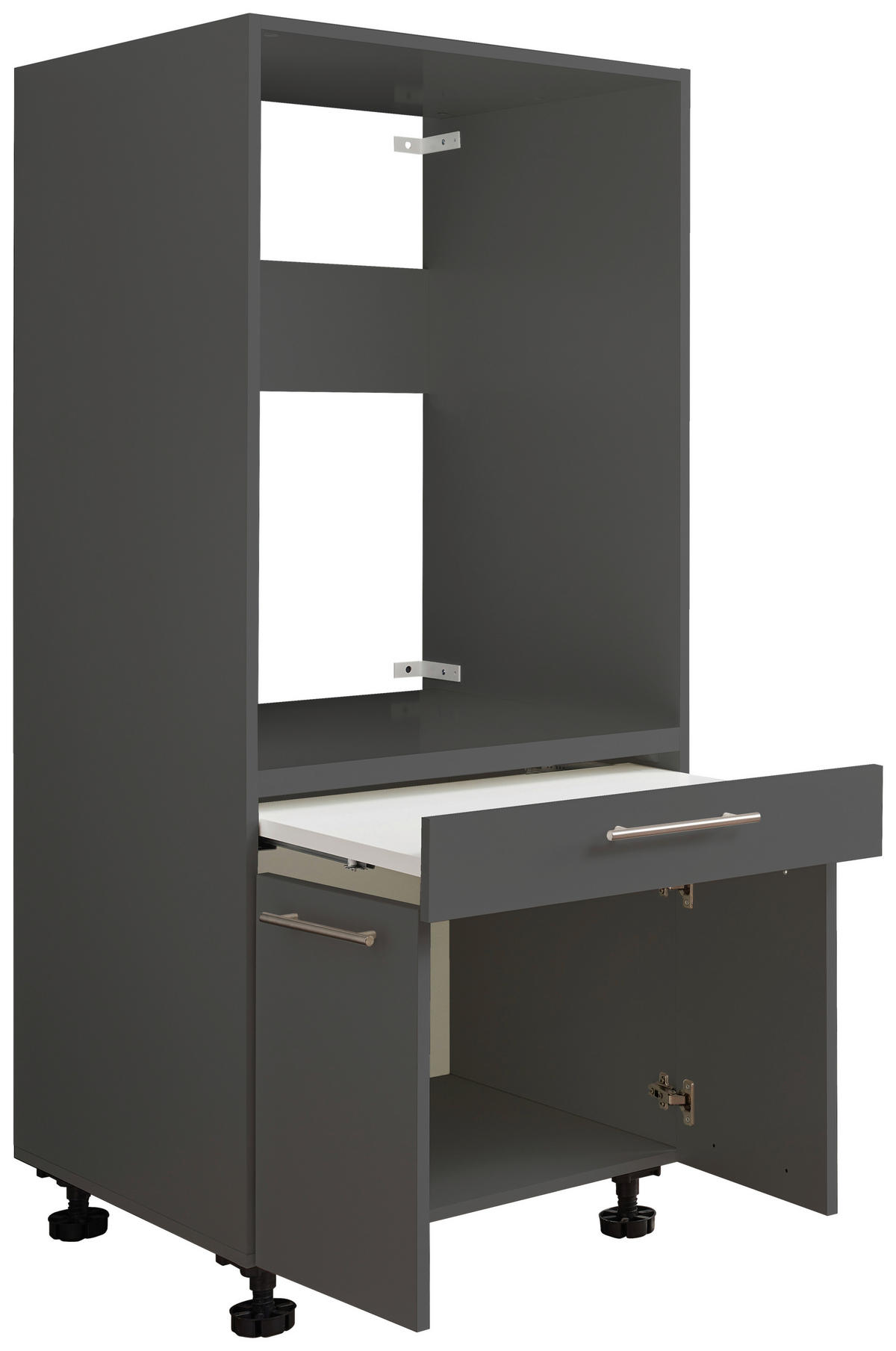 WASCHMASCHINENSCHRANK 67,5/162/67,5 cm  in Anthrazit  - Anthrazit/Silberfarben, Design, Holzwerkstoff/Kunststoff (67,5/162/67,5cm)