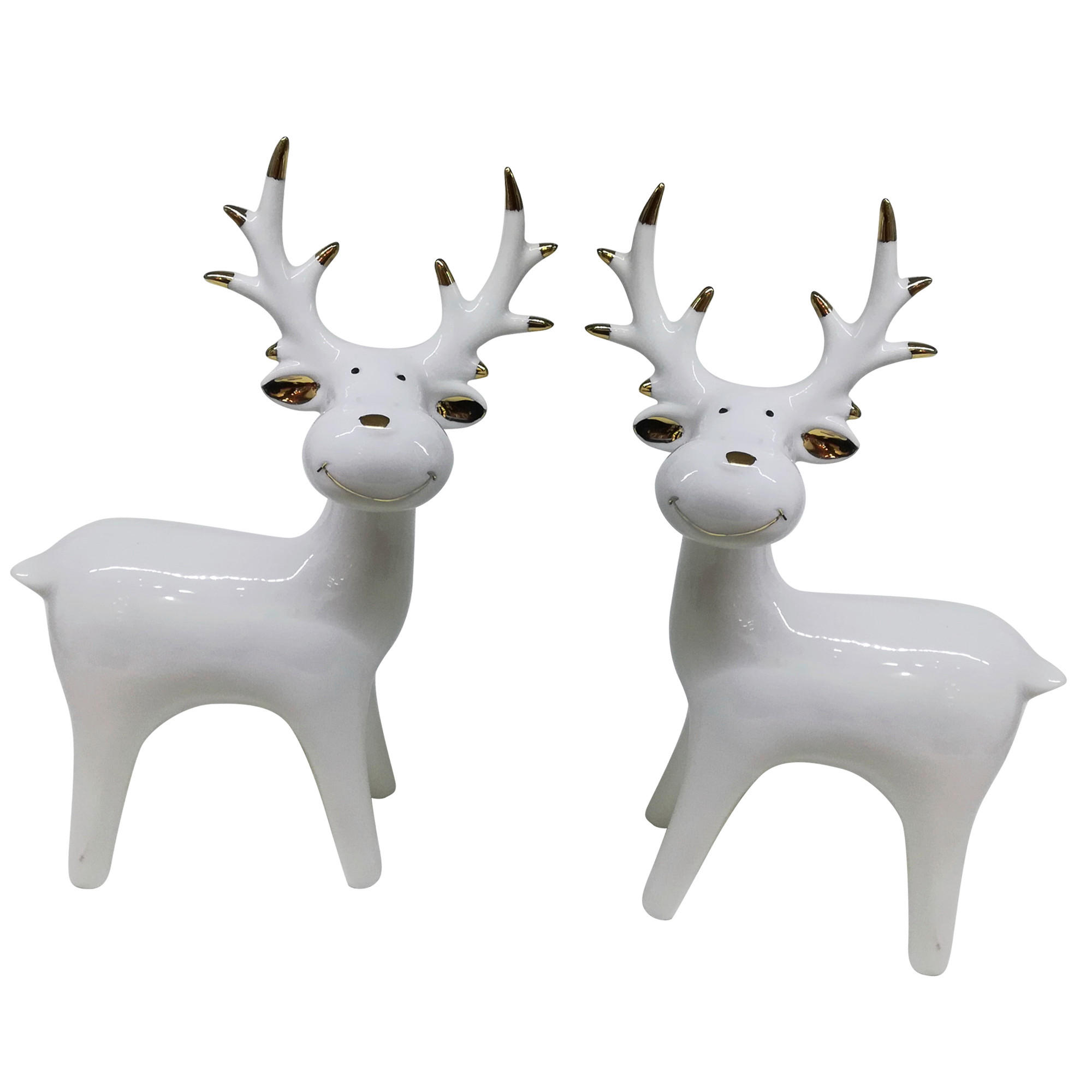 REN DECORATIV - alb/auriu, Lifestyle, ceramică (12/18/6,2cm) - X-Mas