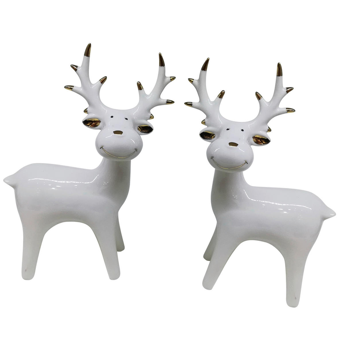 REN DECORATIV - alb/auriu, Lifestyle, ceramică (12/18/6,2cm) - X-Mas