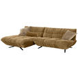 ECKSOFA Beigebraun Chenille Rücken echt, Sitztiefenverstellung  - Beigebraun/Schwarz, Design, Textil/Metall (178/295cm) - Belluti