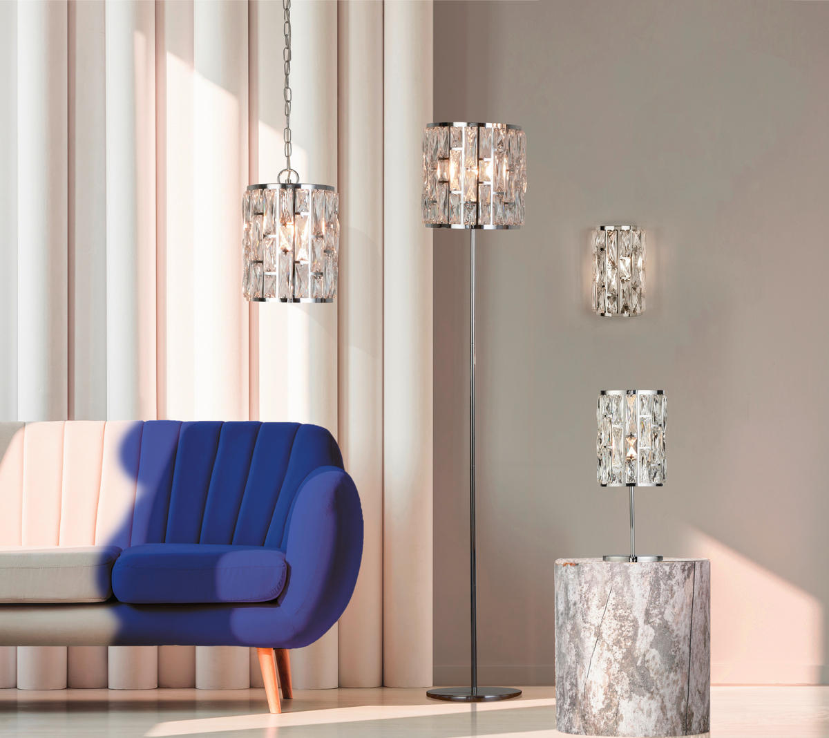 HÄNGLAMPA Bijou 22/31-152 cm  - kromfärg, Design, metall/glas (22/31-152cm)