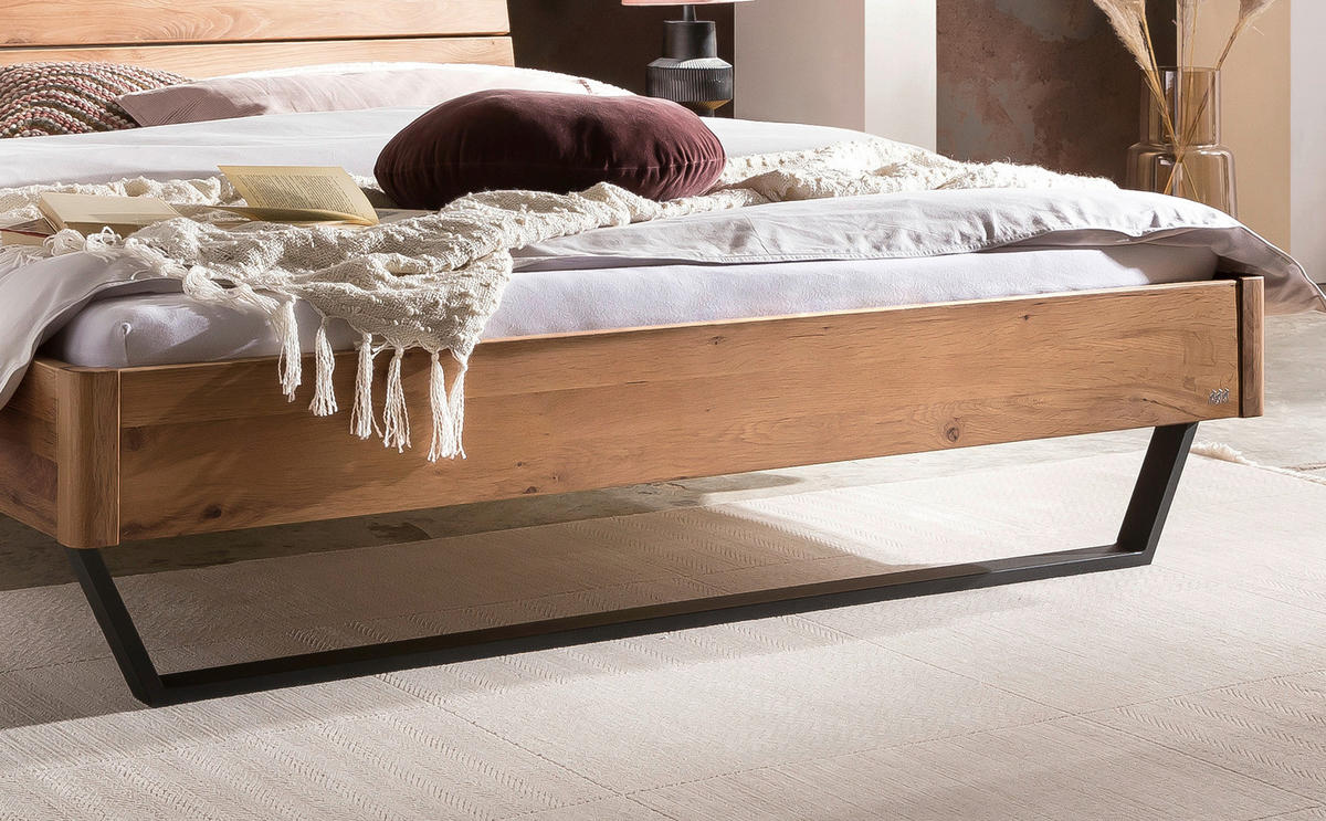 BETT 140/200 cm  in Anthrazit, Wildeiche   - Wildeiche/Anthrazit, Modern, Holz/Metall (140/200cm) - Hasena