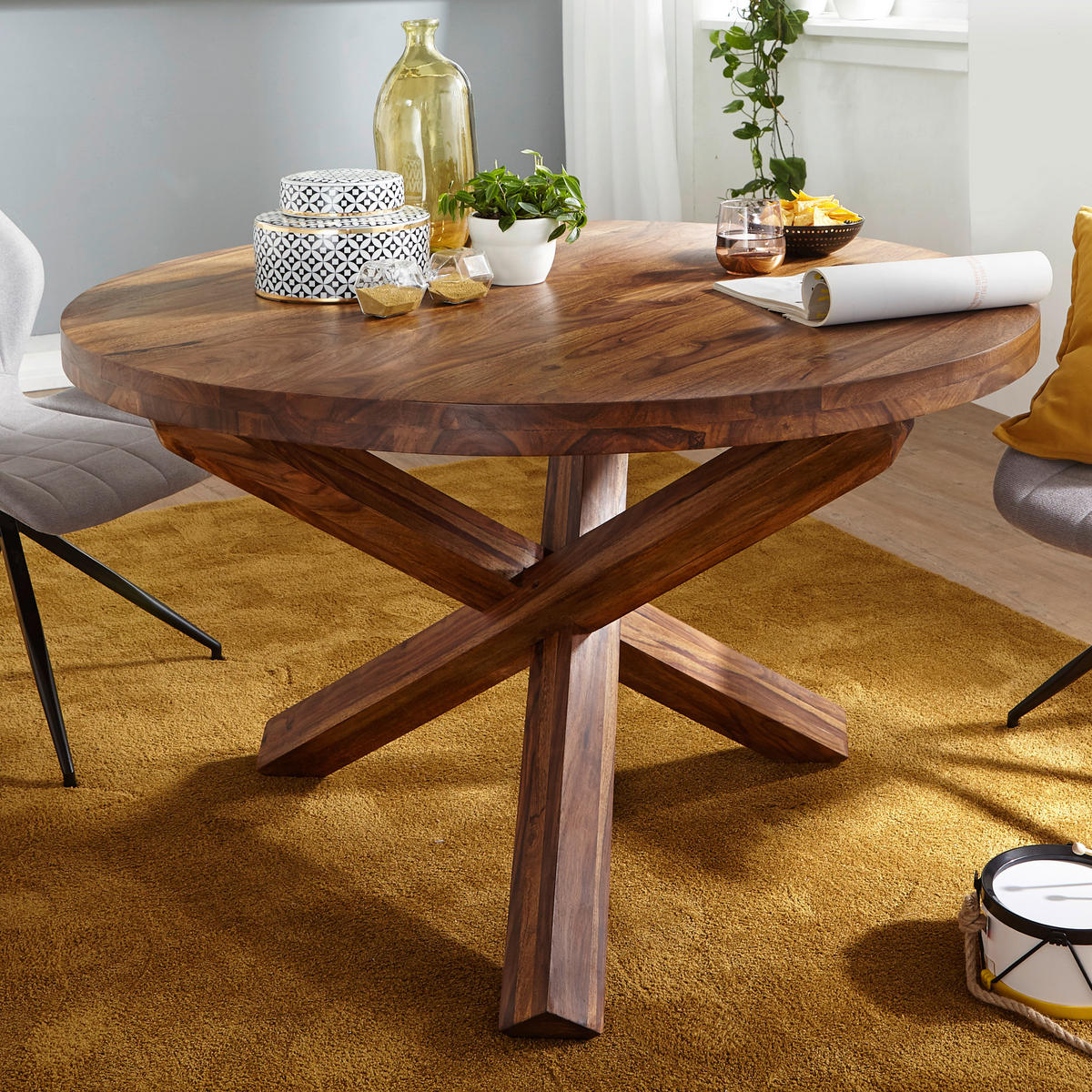 ESSTISCH in Holz 120/120/75 cm  - Sheeshamfarben, Design, Holz (120/120/75cm) - MID.YOU