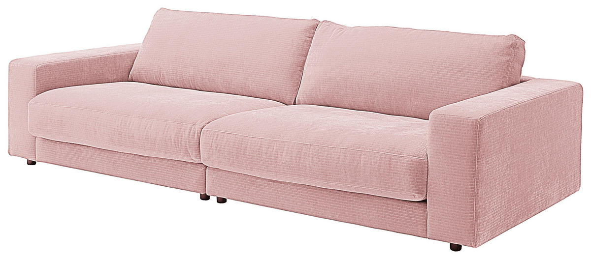 3-SITZER-SOFA in Chenille Rosa  - Schwarz/Rosa, Design, Kunststoff/Textil (290/86/127cm) - Lomoco