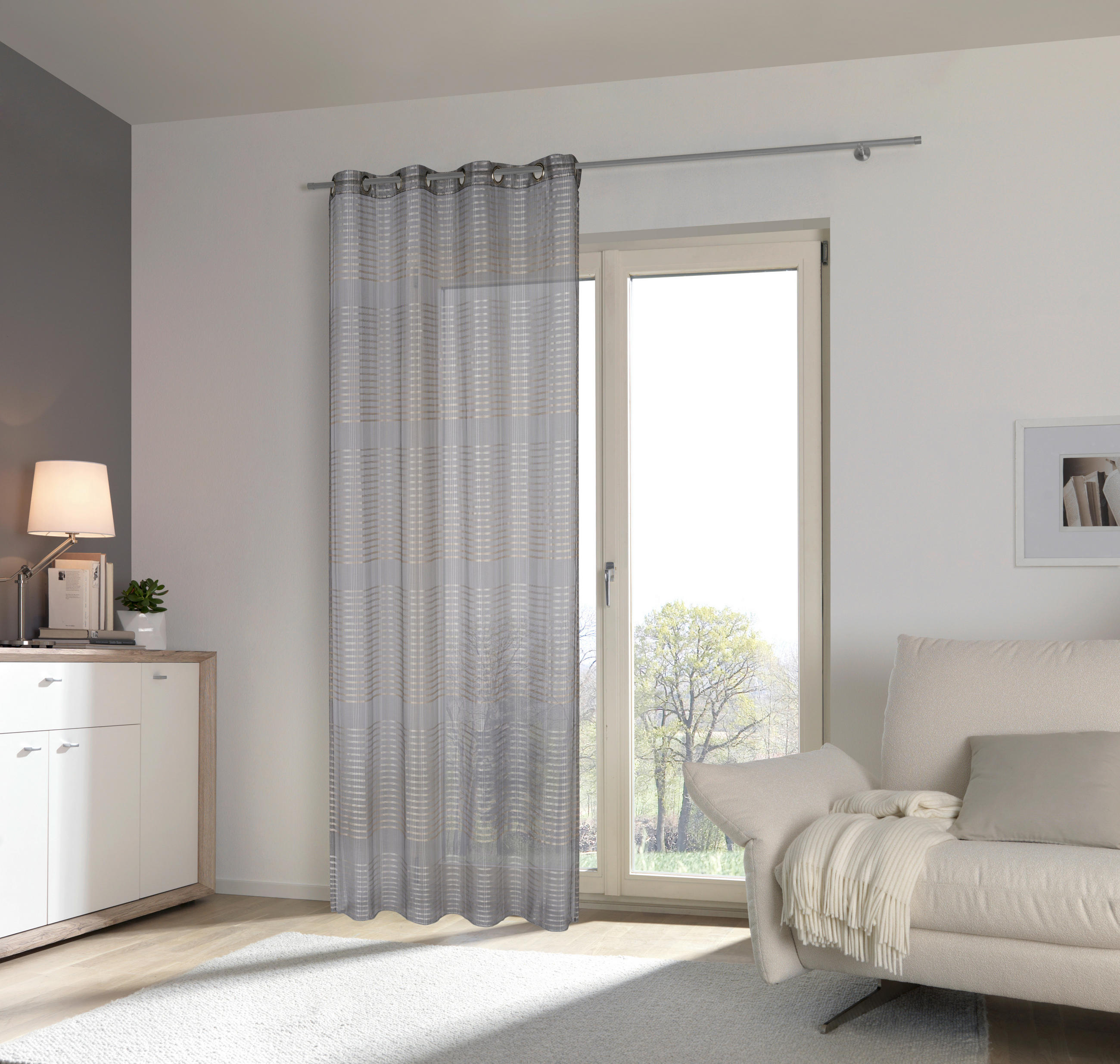 ÖSENSCHAL Dark Stripe halbtransparent 140/245 cm   - Anthrazit, Design, Textil (140/245cm) - Esposa