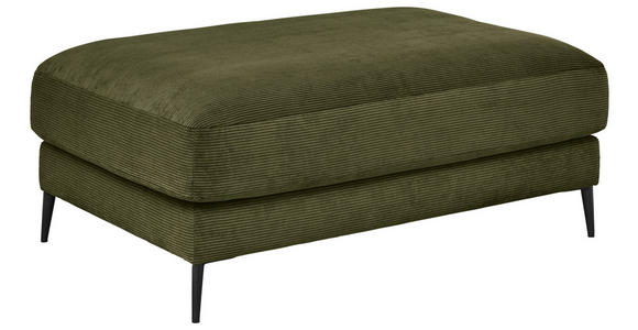 HOCKER Feincord Dunkelgrün - Dunkelgrün/Schwarz, Design, Textil/Metall (120/43/90cm) - Dieter Knoll