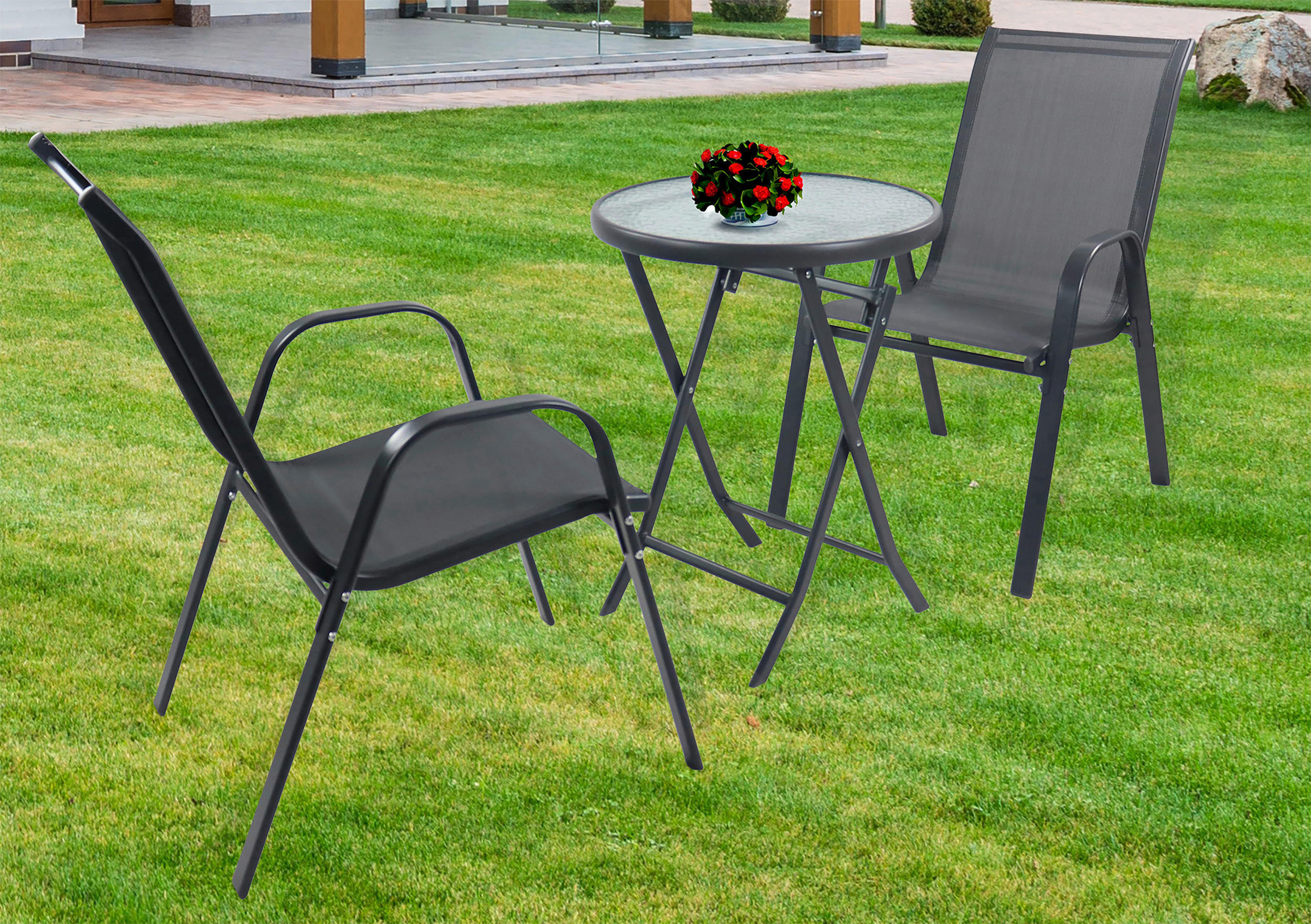 GARTENSET  - Anthrazit, MODERN, Glas/Metall - MID.YOU