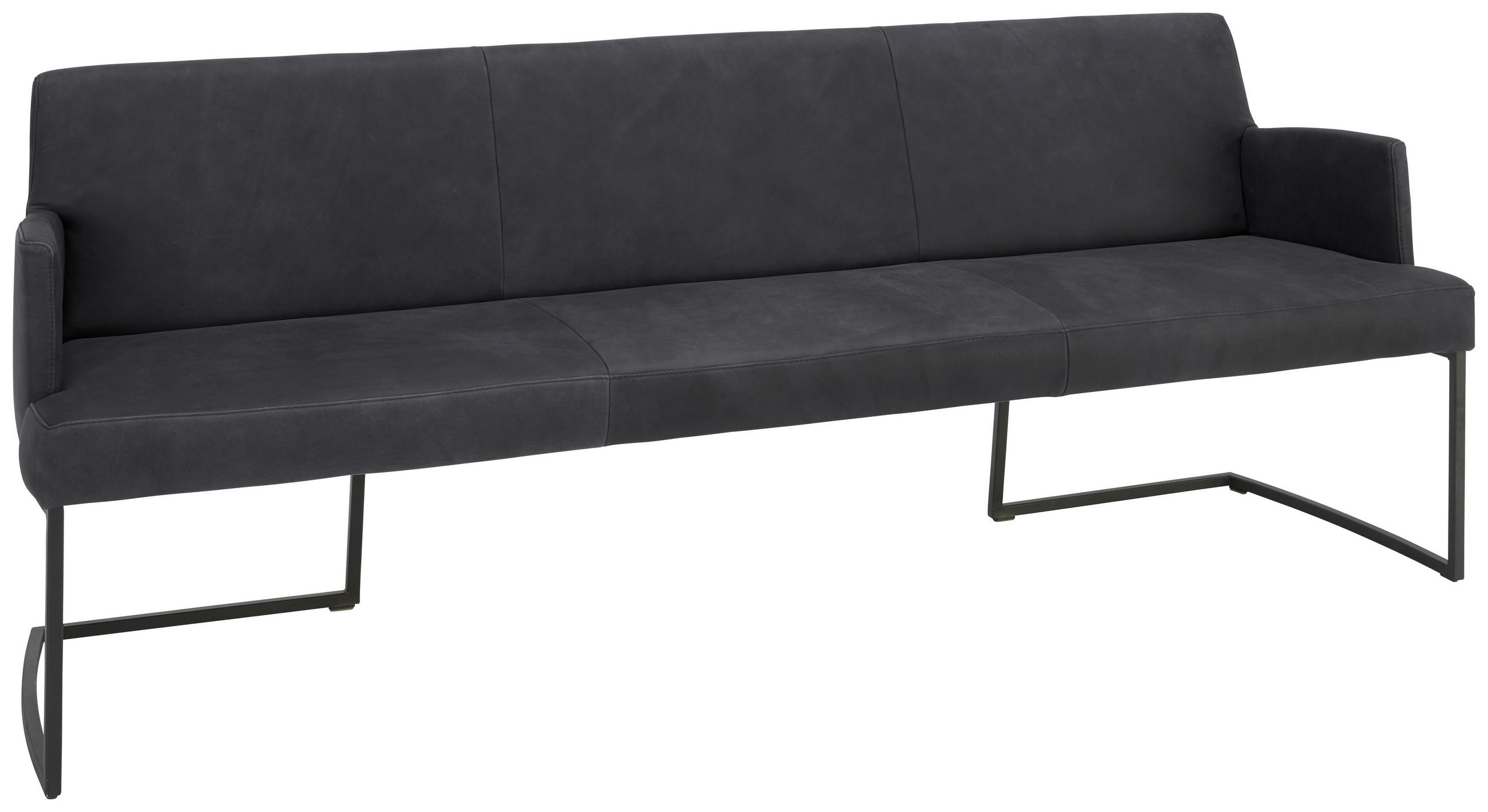 SITZBANK in Leder Anthrazit, Schwarz - Anthrazit/Schwarz, Design, Leder/Metall (218/87/66cm) - Joop!