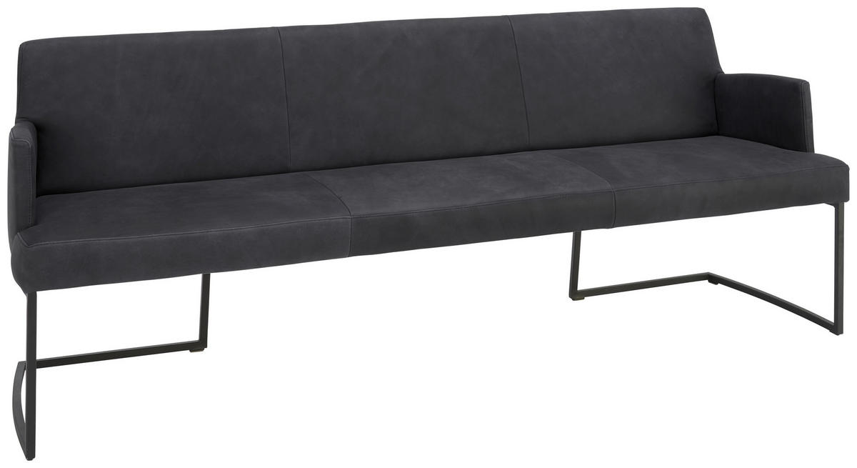 SITZBANK in Leder Anthrazit, Schwarz  - Anthrazit/Schwarz, Design, Leder/Metall (218/87/66cm) - Joop!