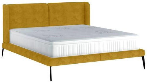 KÁRPITOZOTT ÁGY 180/200 cm  sárga  - sárga/fekete, Modern, textil/fém (180/200cm) - Livetastic