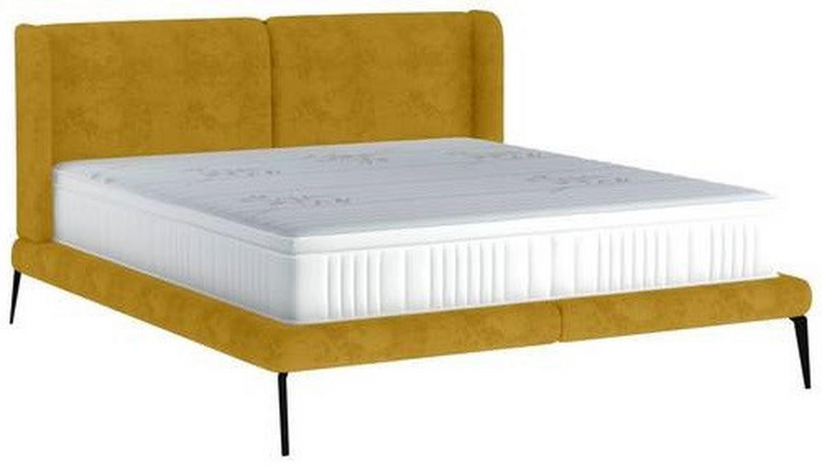 Polsterbett inkl. Matratze 180/200 cm  in Gelb  - Weiss/Gelb, Modern, Textil/Metall (180/200cm) - Livetastic