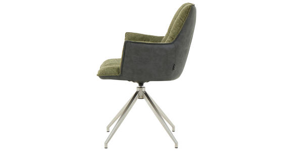 ARMLEHNSTUHL in Edelstahl Mikrofaser, Leinenoptik - Edelstahlfarben/Anthrazit, Design, Textil/Metall (59/89,5/63cm) - Novel