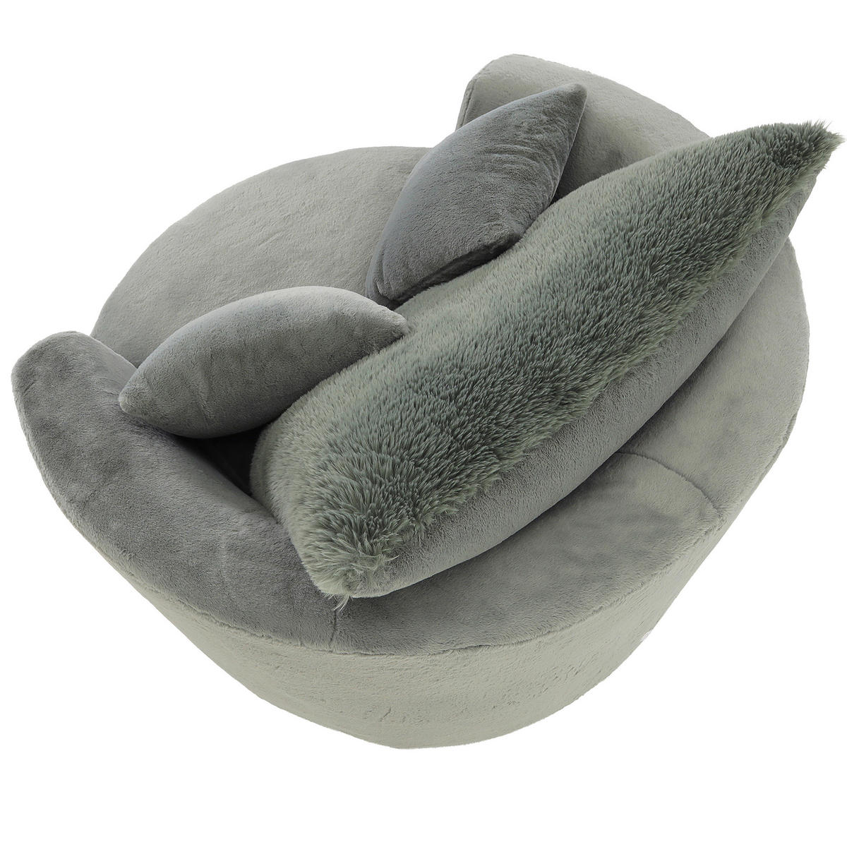 SESSEL in Plüsch Salbeigrün  - Salbeigrün/Schwarz, KONVENTIONELL, Textil/Metall (115/72/115cm) - Ambia Home