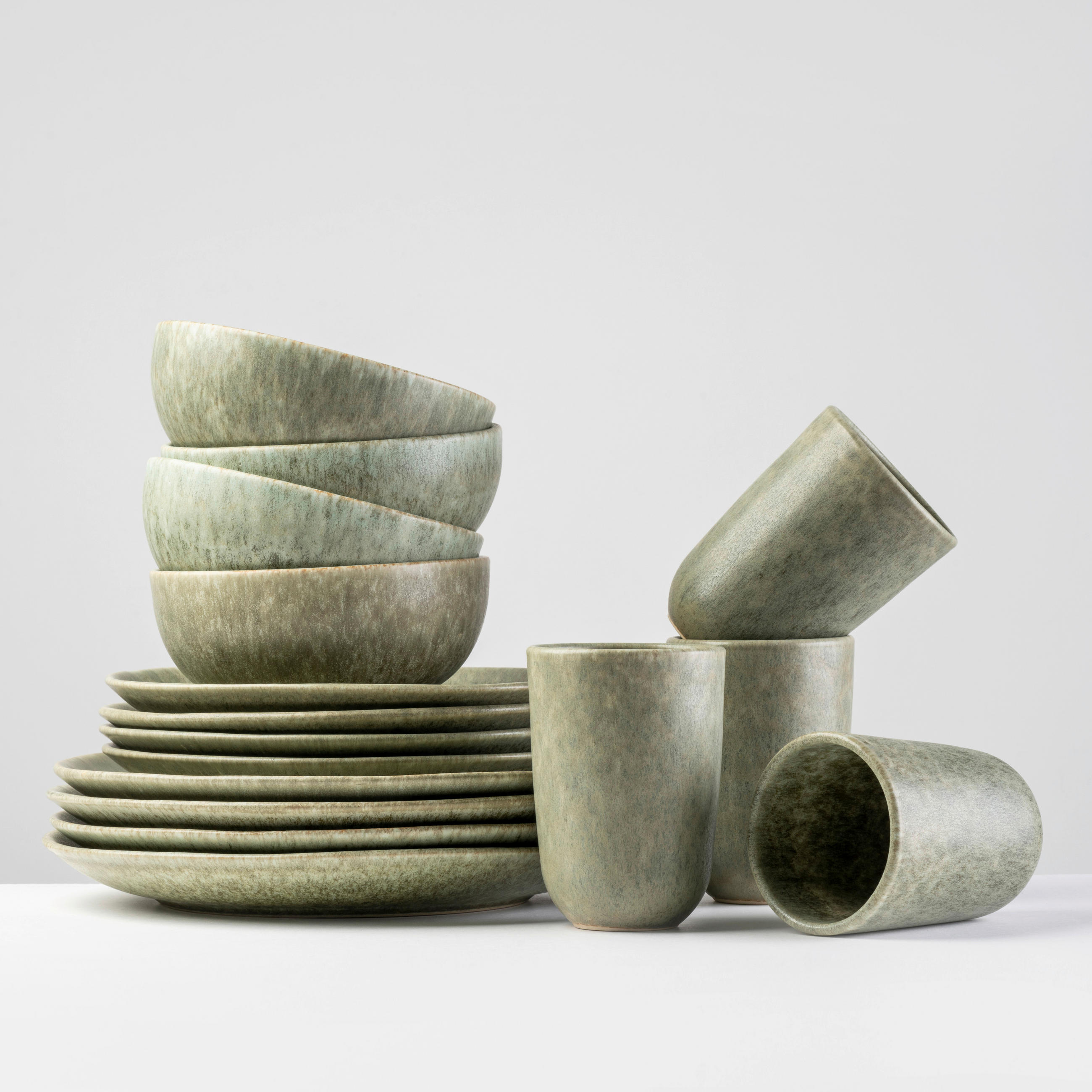 KOMBISERVICE Grün MOOS´N´STEIN 16-teilig 4 Personen  - Grün, Basics, Keramik - Gipfelstück