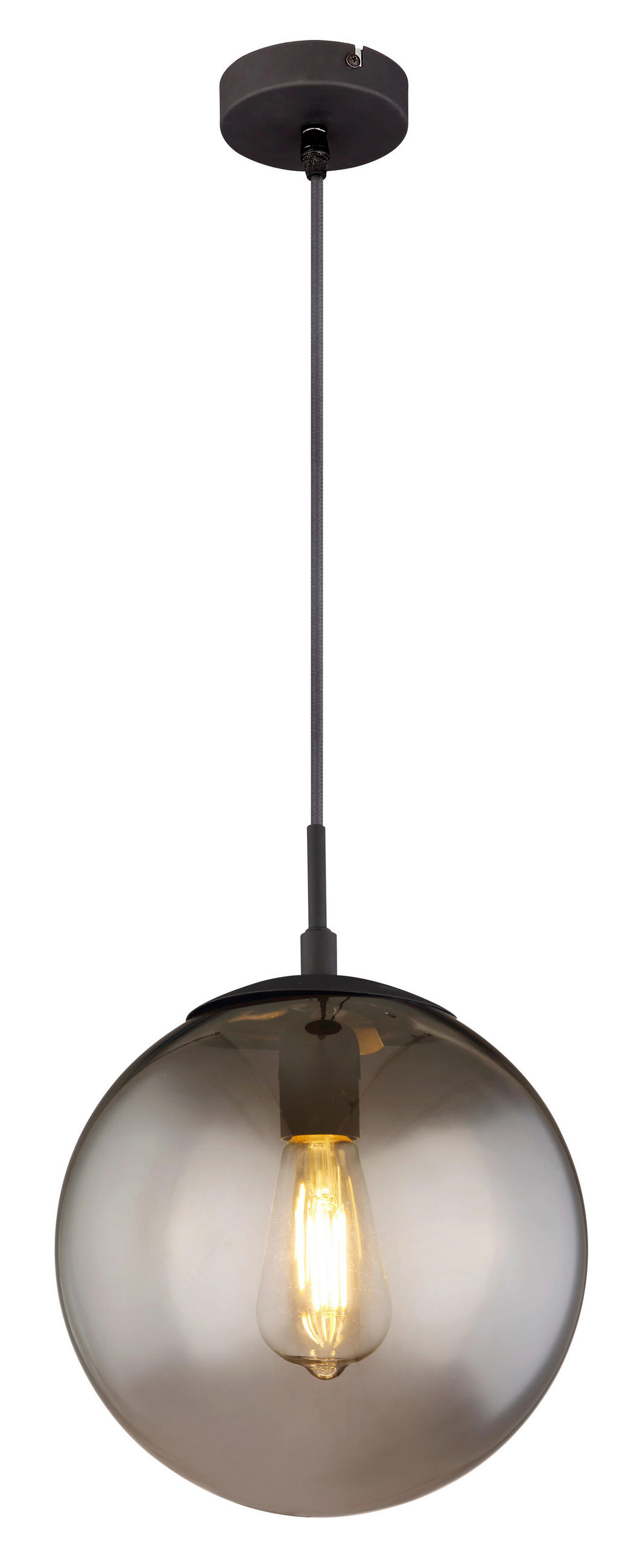 HÄNGELEUCHTE BLAMA 25/120 cm   - Schwarz, Design, Glas/Metall (25/120cm) - Globo