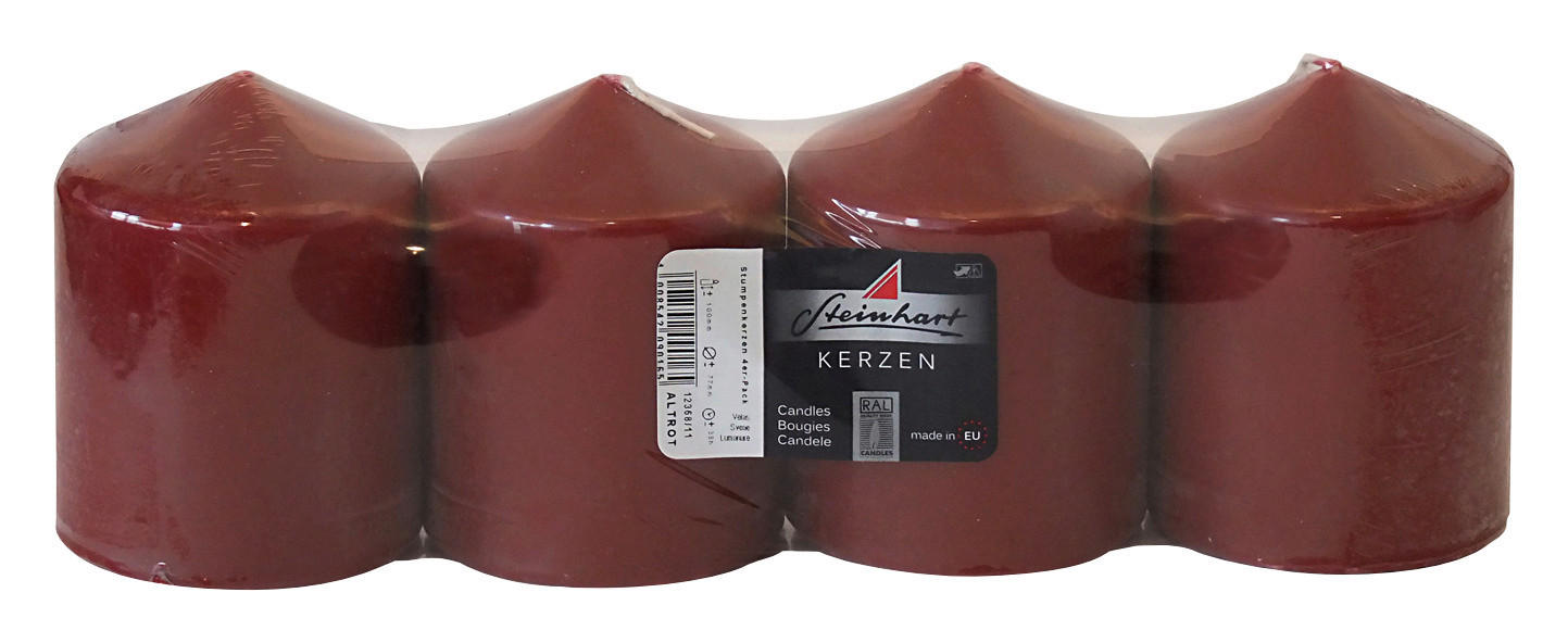STUMPENKERZE 7,7/10 cm  - Rot, KONVENTIONELL (7,7/10cm)