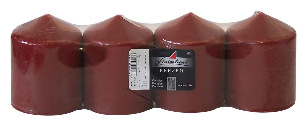 STUMPENKERZE 7,7/10 cm  - Rot, KONVENTIONELL (7,7/10cm)