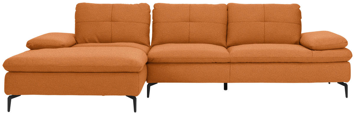 ECKSOFA  in Webstoff Orange  179/301 cm  - Schwarz/Orange, Design, Textil/Metall (179/301cm) - Chilliano