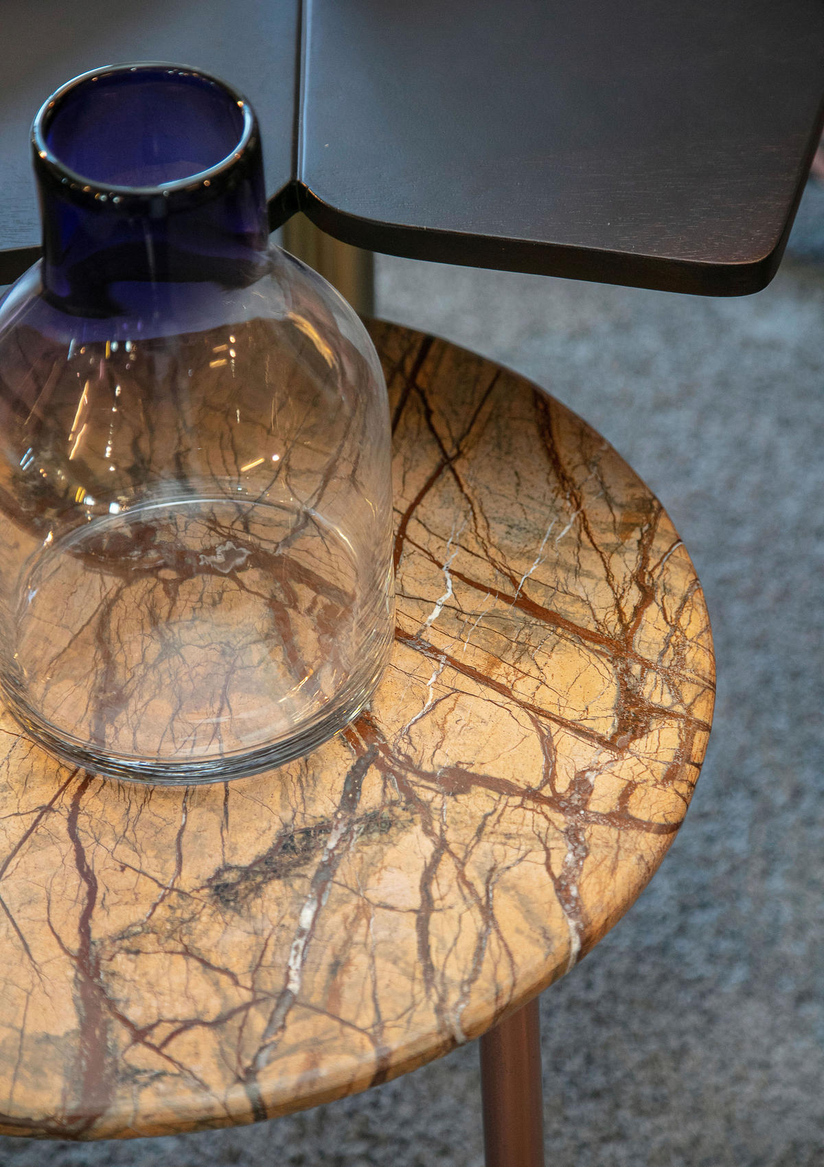 BEISTELLTISCH 53/53/60 cm Braun, Kupferfarben rund  - Braun/Kupferfarben, Design, Stein/Metall (53/53/60cm)