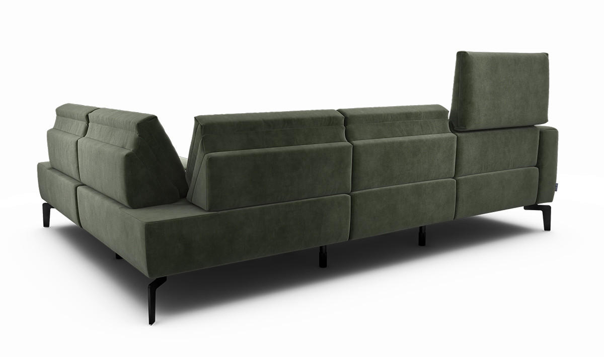ECKSOFA in Samt Waldgrün  256/193 cm  - Waldgrün/Schwarz, Design, Textil/Metall (256/193cm) - SENSOO