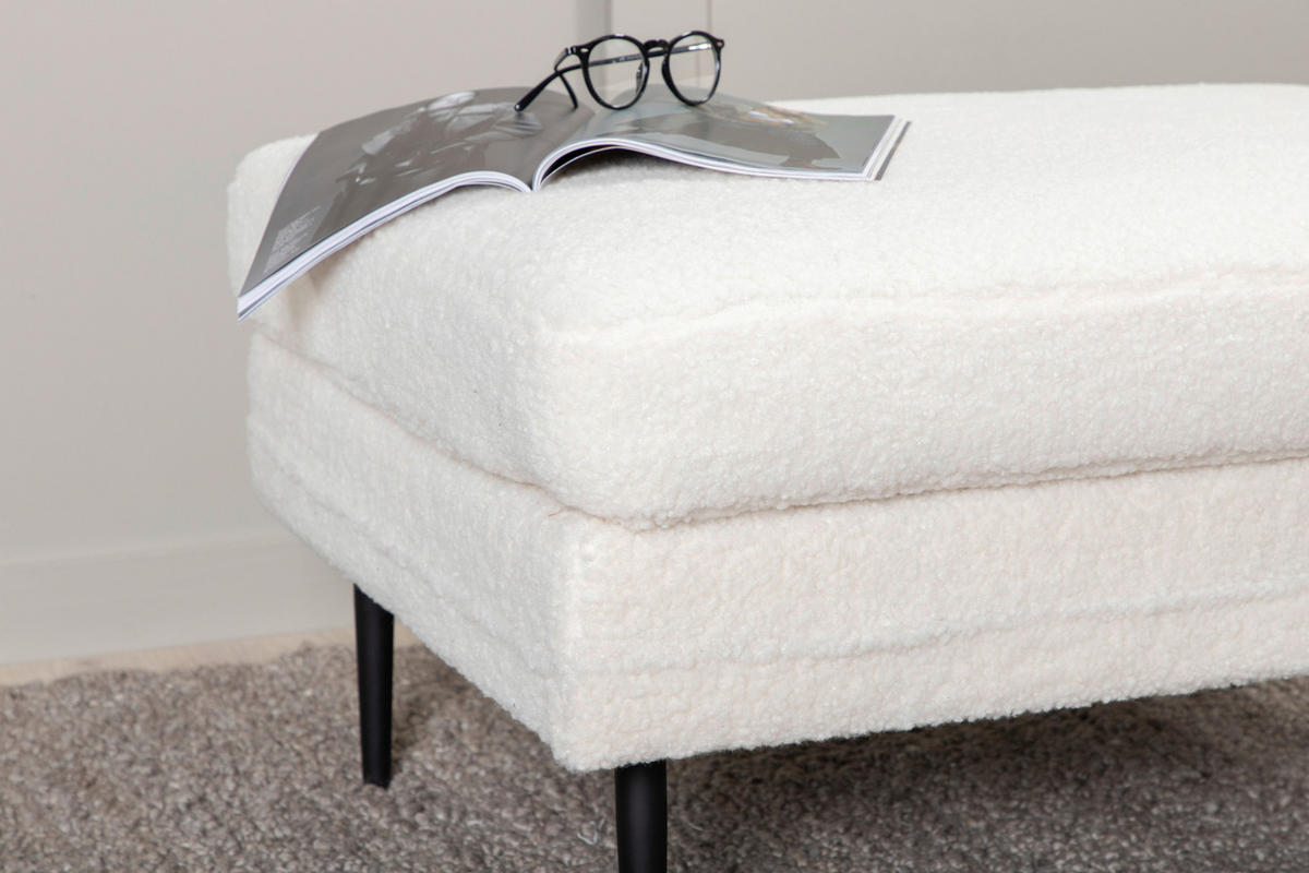 HOCKER in Metall, Textil Schwarz, Weiß  - Schwarz/Weiß, Design, Textil/Metall (90/49/70cm) - Livetastic