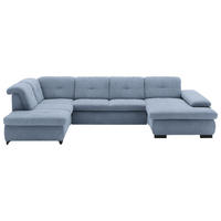 WOHNLANDSCHAFT in Webstoff Hellblau  - Schwarz/Hellblau, Design, Textil/Metall (210/337/174cm) - Beldomo Style