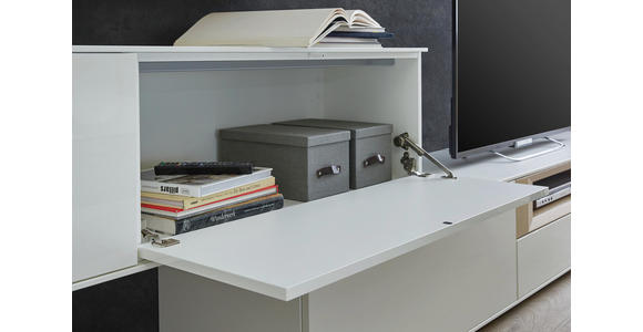 WOHNWAND Wildeiche furniert Eichefarben, Weiß - Eichefarben/Weiß, Design, Holz (315/77/47cm) - Dieter Knoll