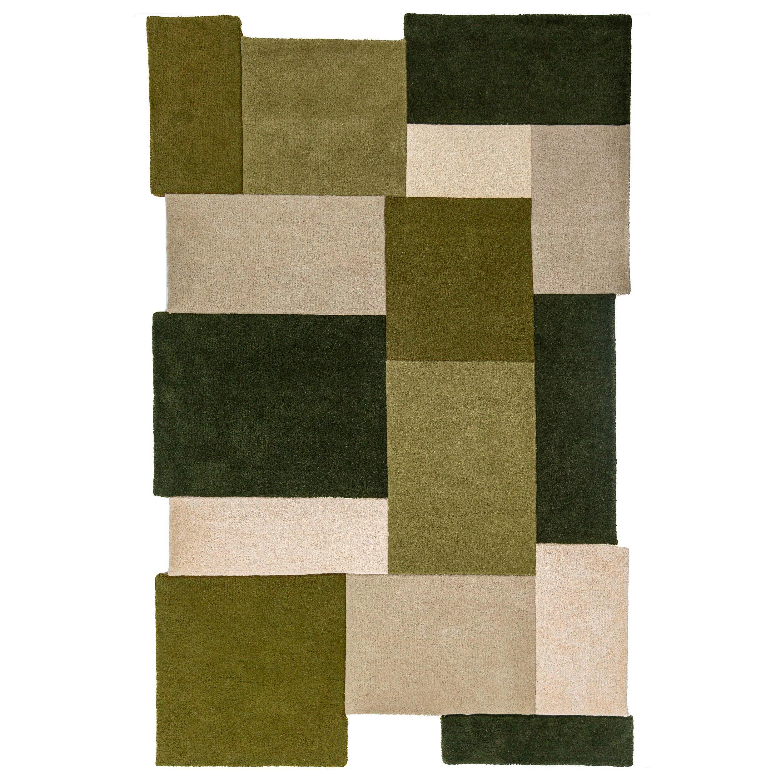 WOLLTEPPICH 200/290 cm Collage Grün rechteckig  - Grün, Basics, Textil (200/290cm) - Flair Rugs