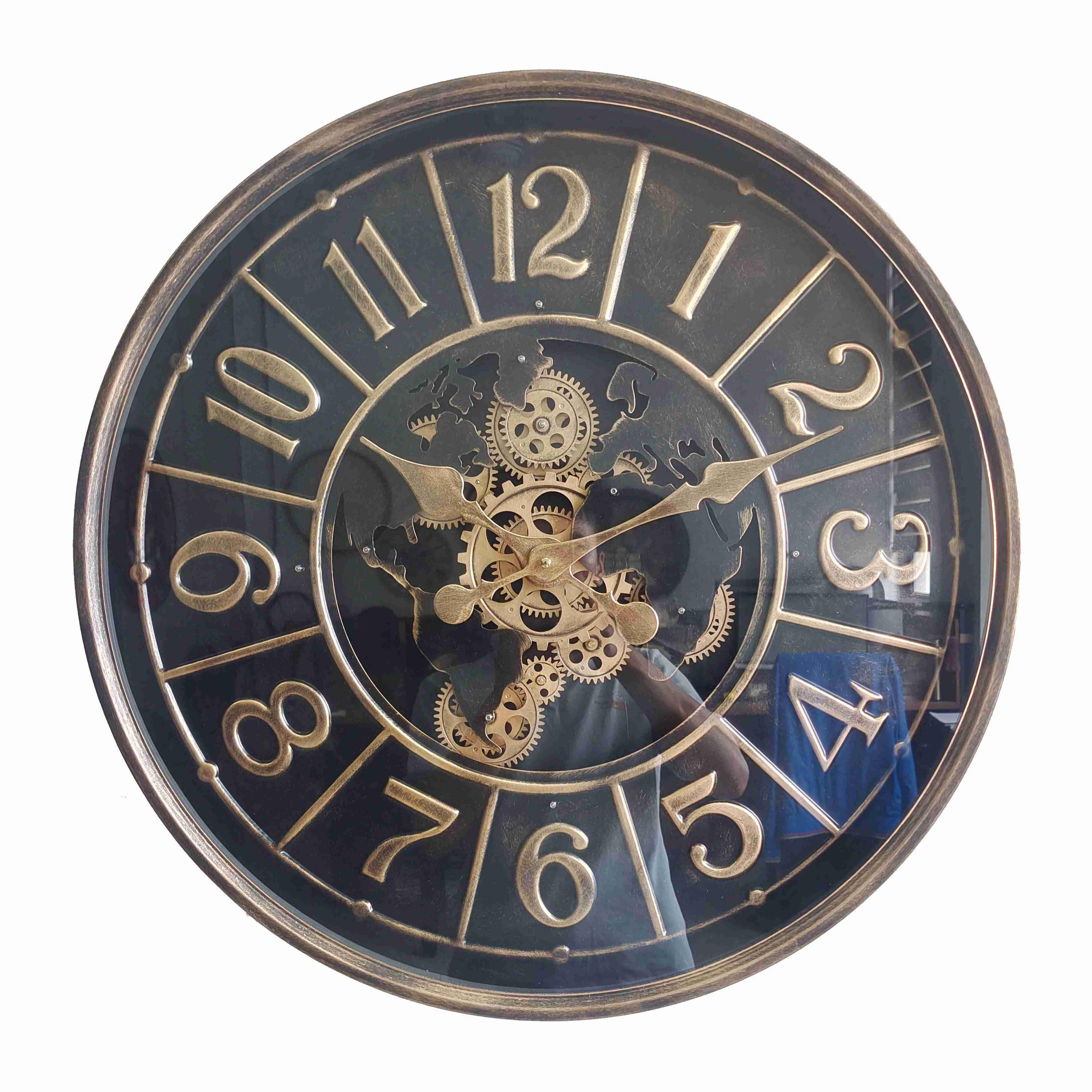 Ambia Home Wanduhr Schwarz, Gold