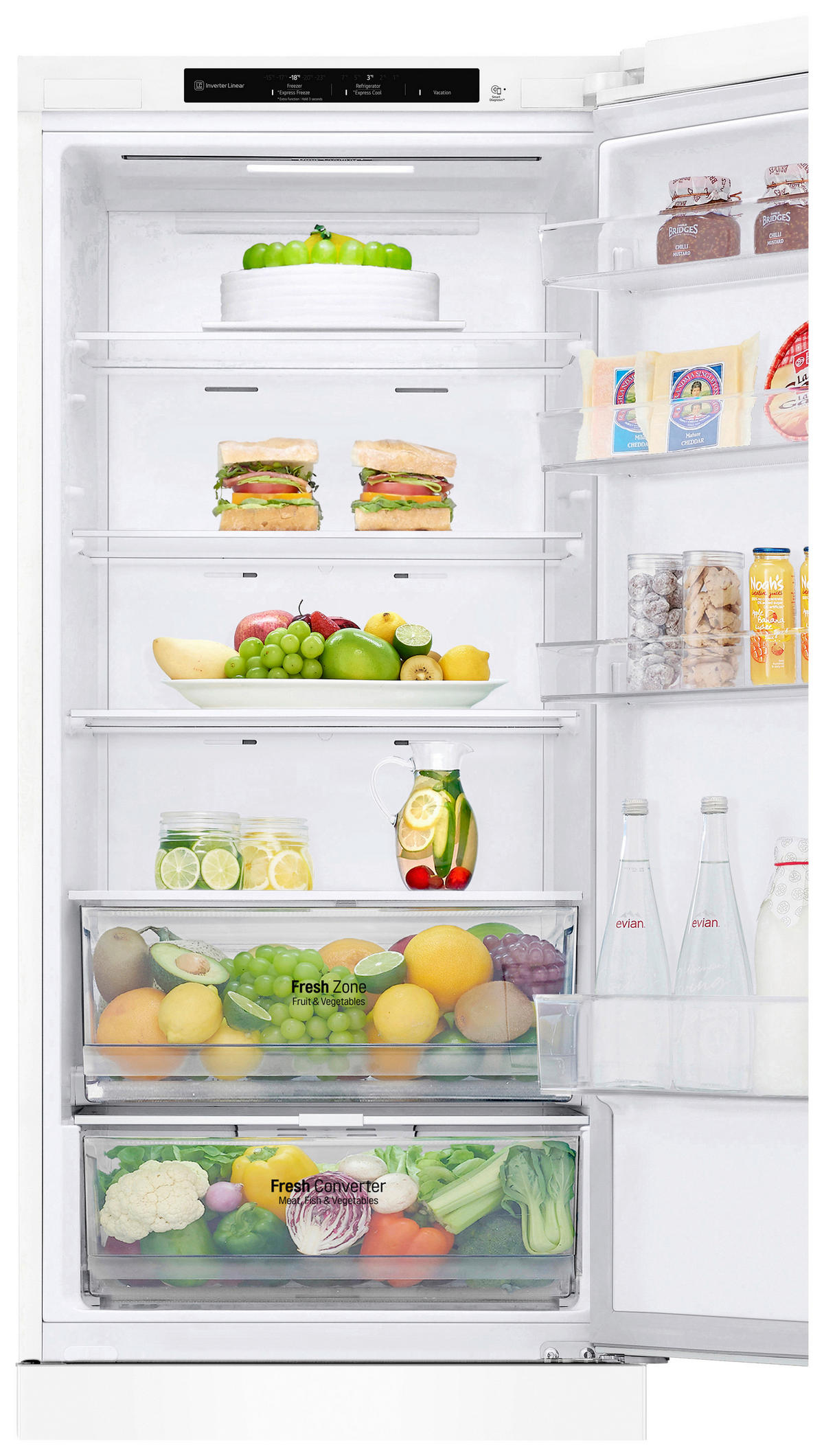 KÜHL-GEFRIER-KOMBINATION 59,5/203/67,5 cm GBP62SWNAC  - Weiß, Trend, Glas/Kunststoff (59,5/203/67,5cm) - LG