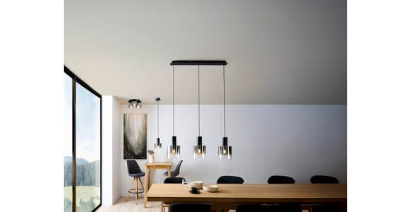 HÄNGELEUCHTE 90/20/120 cm  - Schwarz, Design, Glas/Metall (90/20/120cm) - Dieter Knoll