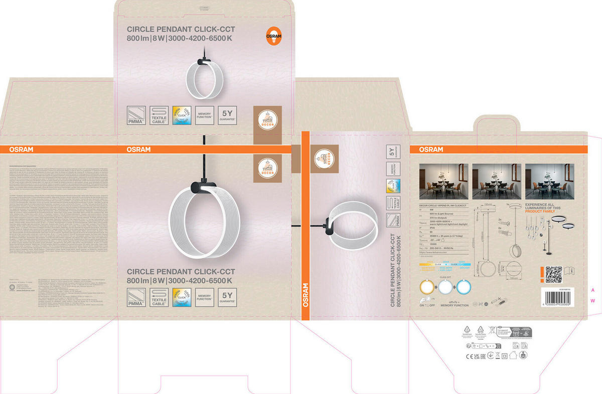 LED-PENDELLEUCHTE 16/15/121 cm  - Schwarz, Basics, Kunststoff (16/15/121cm) - Osram