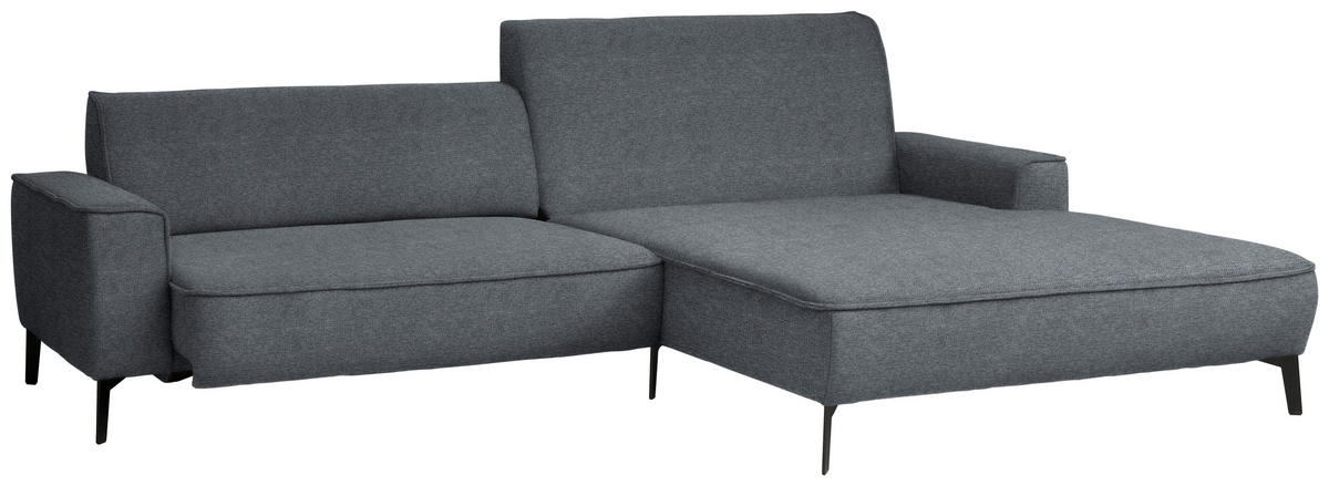 ECKSOFA in Flachgewebe Dunkelgrau  285/190 cm  - Dunkelgrau/Schwarz, Design, Textil/Metall (285/190cm) - Johann Jakob