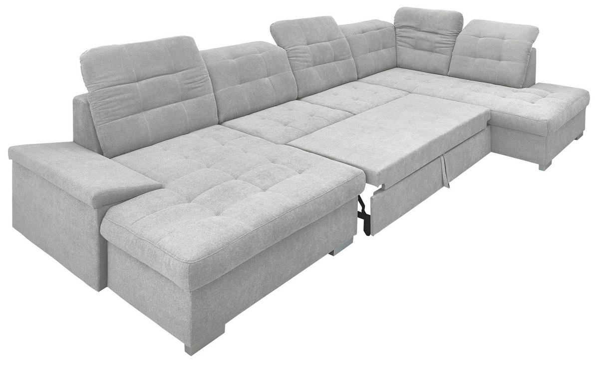 WOHNLANDSCHAFT Silberfarben Mikrofaser  - Chromfarben/Silberfarben, Design, Kunststoff/Textil (169/330/212cm) - Livetastic