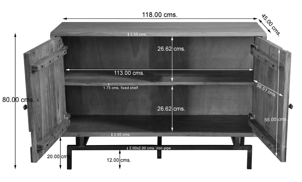 KOMMODE  in 118/80/45 cm  - Dunkelgrau/Naturfarben, Natur, Holz/Metall (118/80/45cm) - MID.YOU