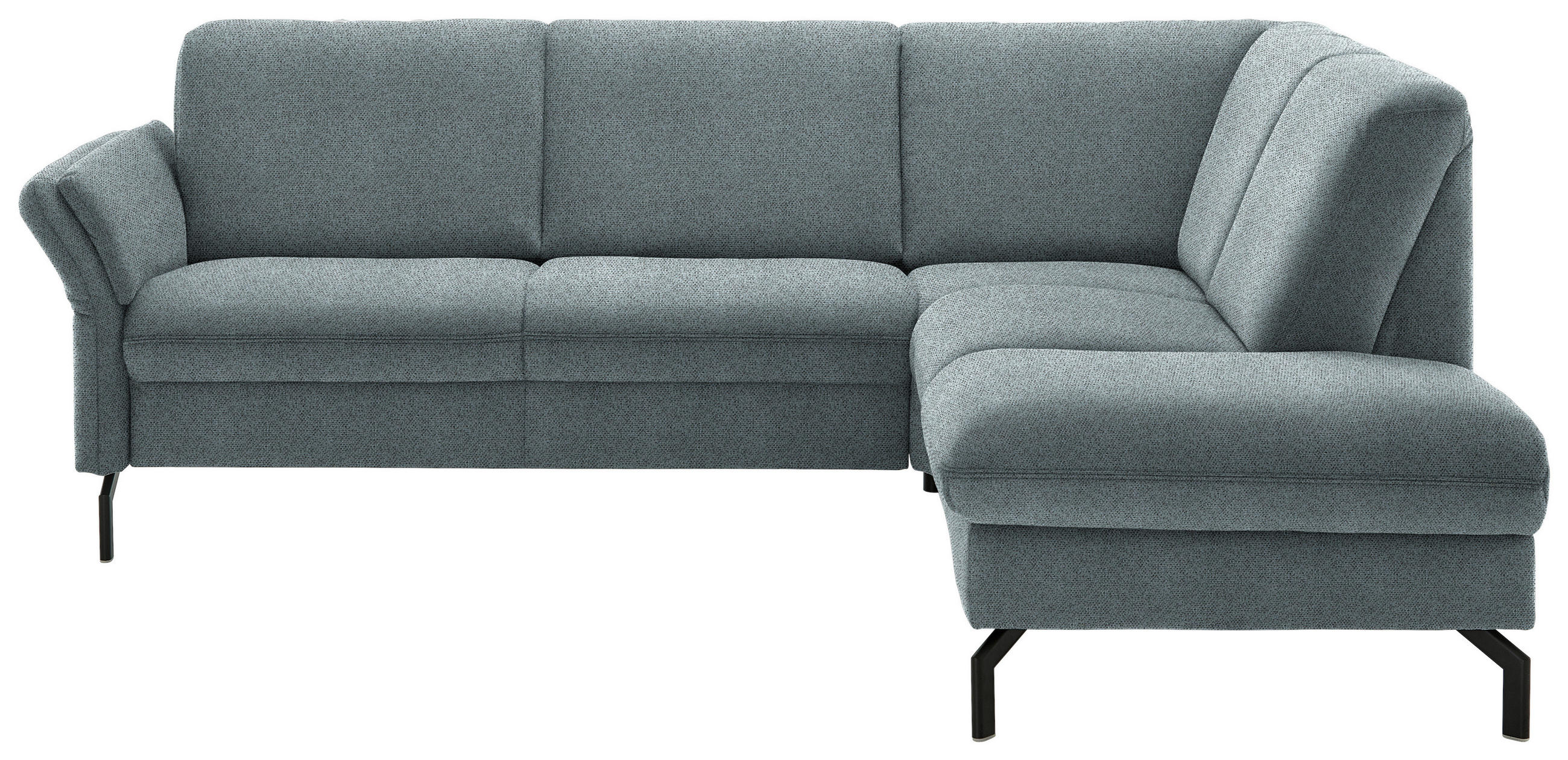 ECKSOFA in Flachgewebe Blaugrau  - Blaugrau/Schwarz, Konventionell, Textil/Metall (241/190cm) - Beldomo Comfort