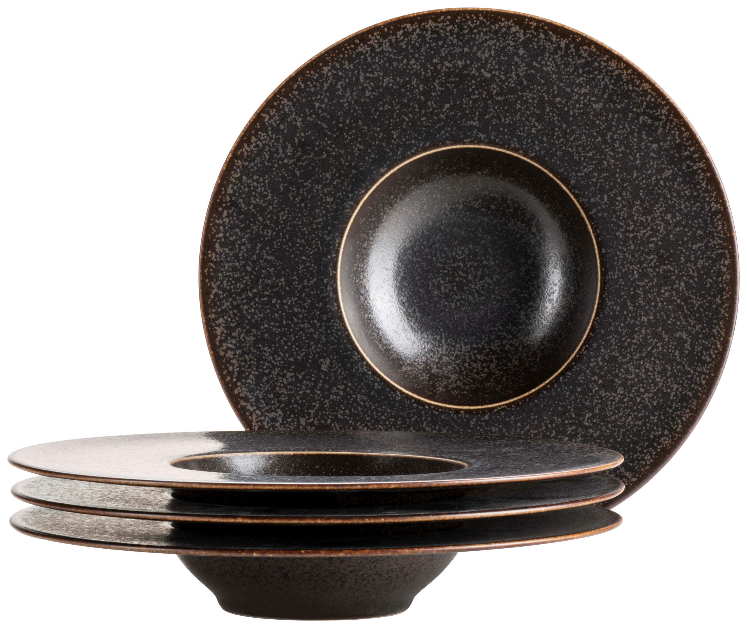 TELLERSET Powerful 4-teilig  - Schwarz/Braun, Trend, Keramik (25cm) - Mäser