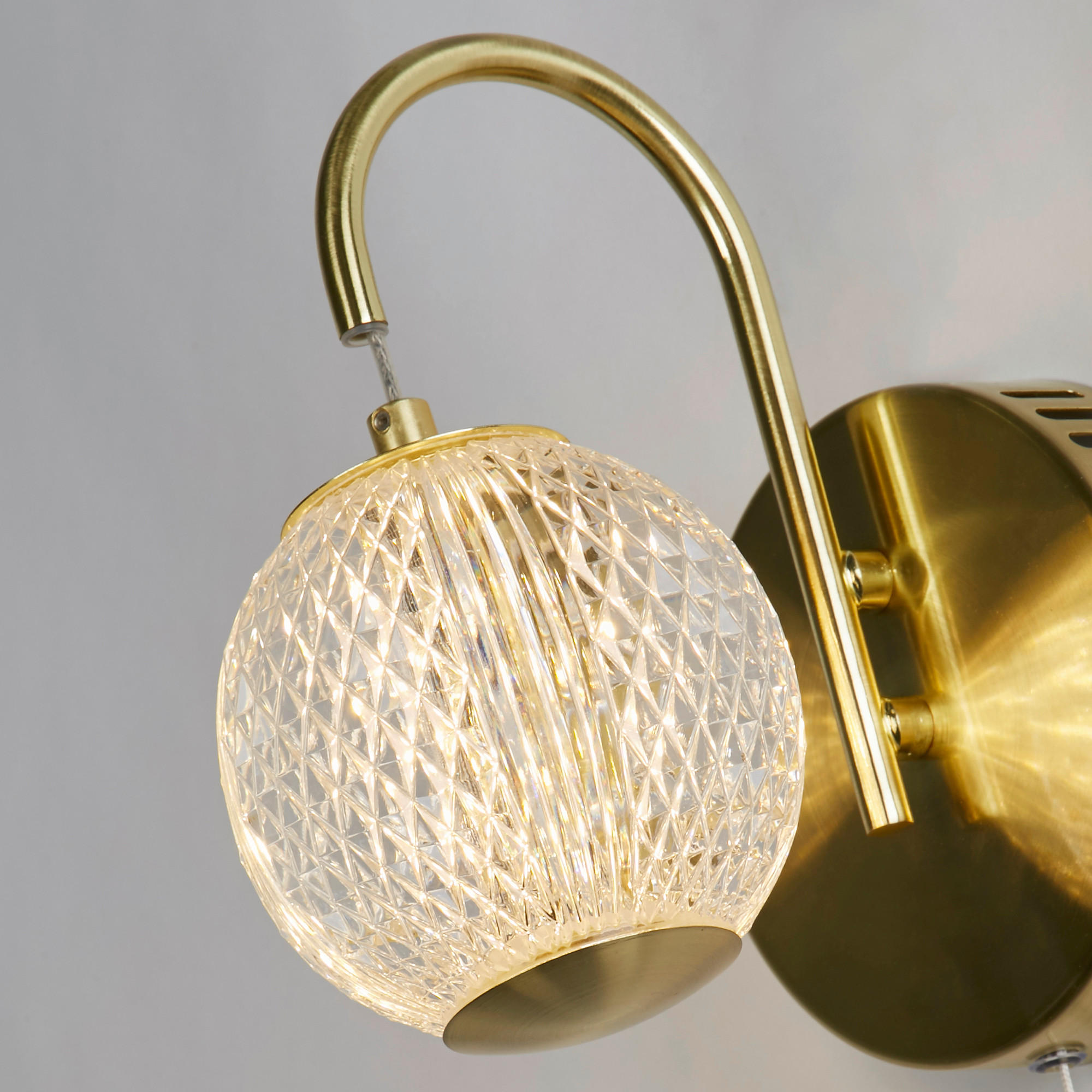 LED-WANDLEUCHTE Allure 13/21/19 cm   - Transparent/Messingfarben, Trend, Kunststoff/Metall (13/21/19cm) - Searchlight