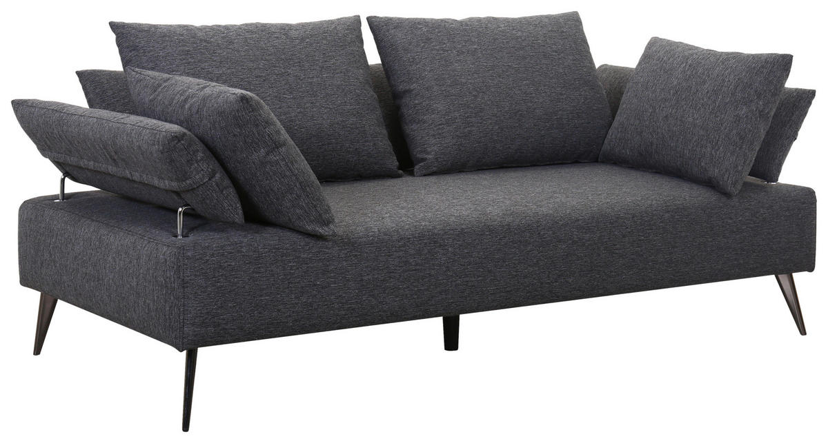 KANAPÉÁGY textil sötétszürke  - fekete/sötétszürke, Design, textil/fém (207/85/90cm) - Livetastic