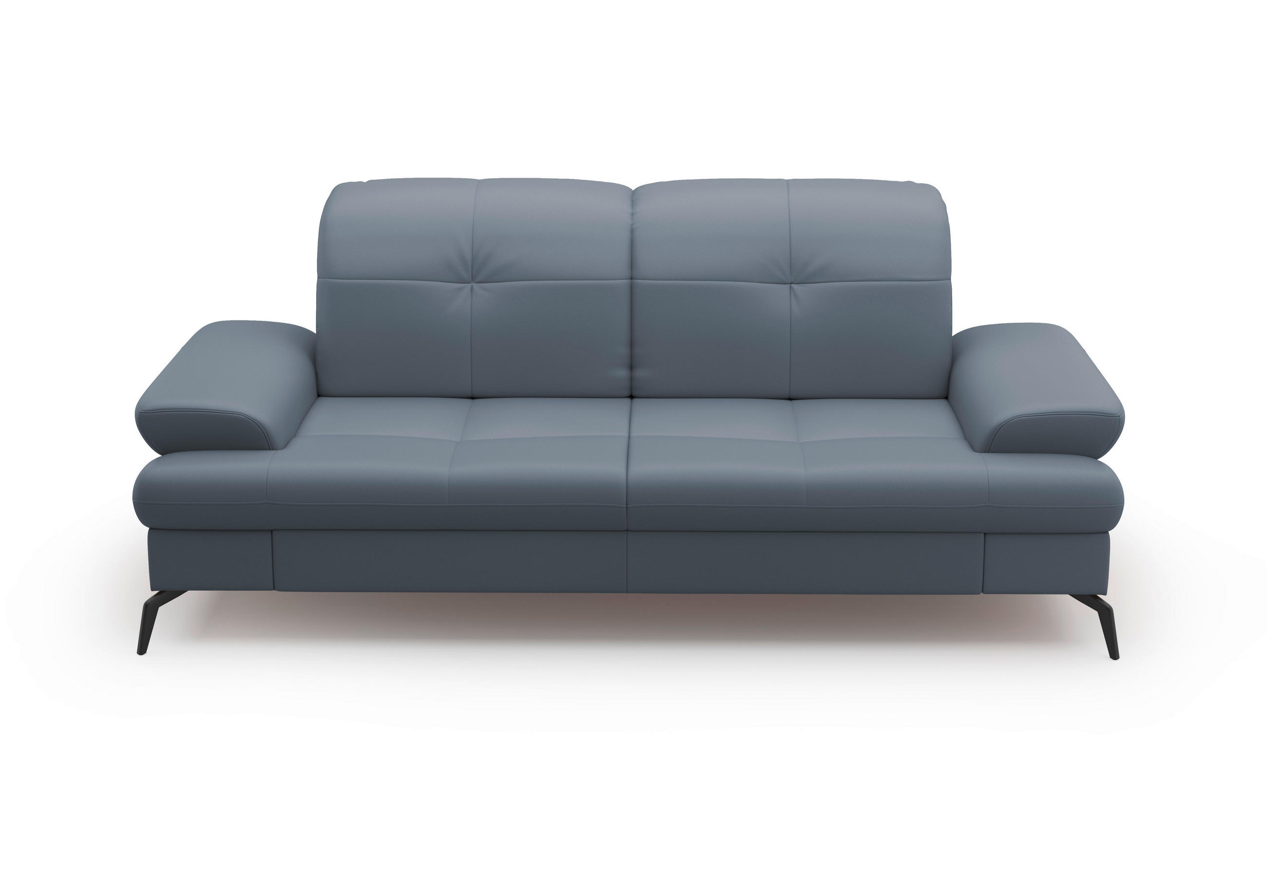 3-SITZER-SOFA in Echtleder Graublau - Graublau/Schwarz, Konventionell, Leder/Metall (212/90/122cm) - Sit & More