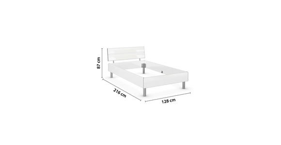 BETT 120/200 cm  in Weiß Hochglanz  - Weiß Hochglanz/Alufarben, Design, Holzwerkstoff/Metall (120/200cm) - Carryhome