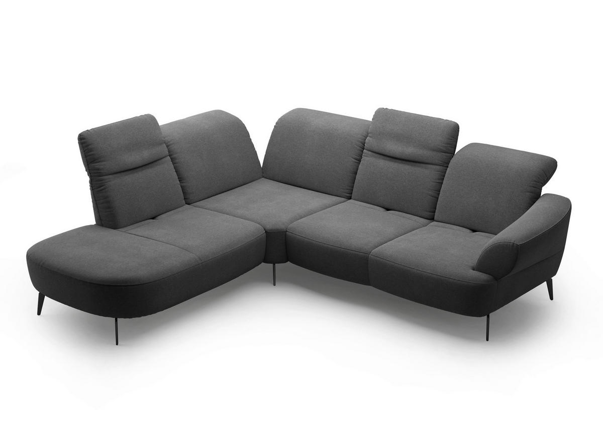 ECKSOFA DANCE E Dunkelgrau Mikrofaser  - Dunkelgrau/Schwarz, MODERN, Textil/Metall (270/302cm) - Sit & More