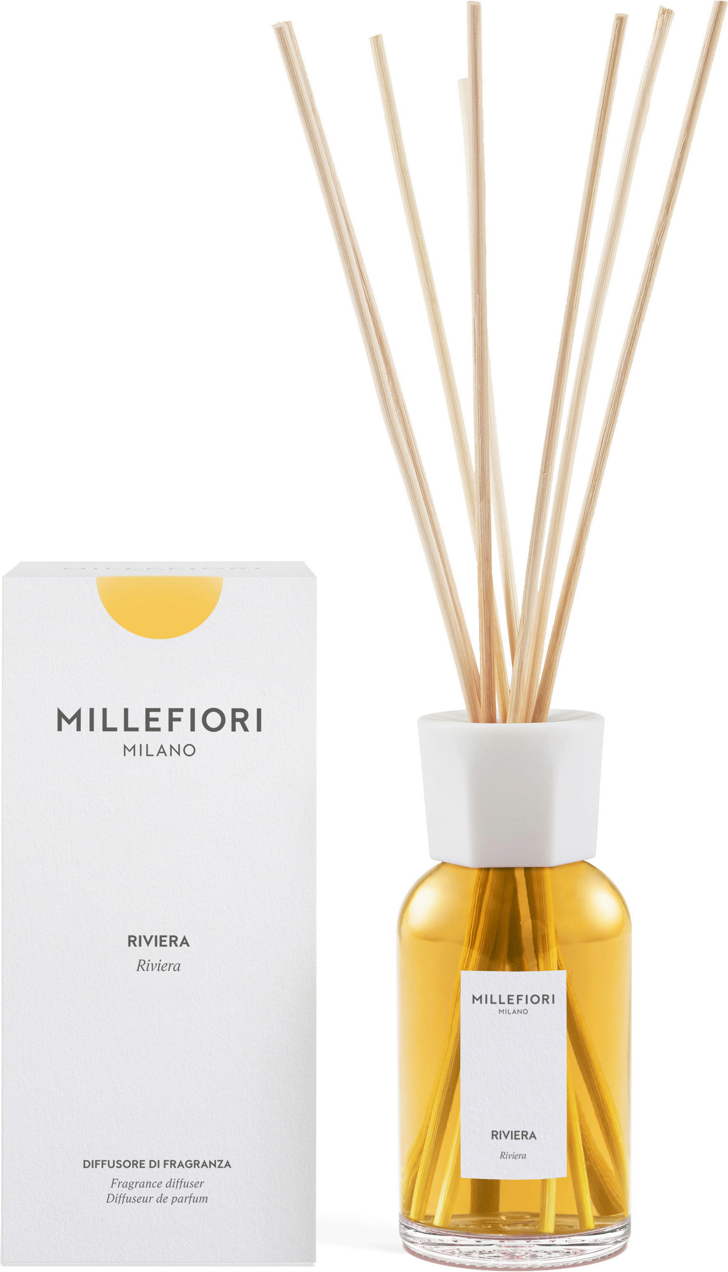 DIFFÚZOR  citrom, eukaliptusz, menta  - szahara, Basics, üveg (8,8/18,7/7,3cm) - Millefiori Milano