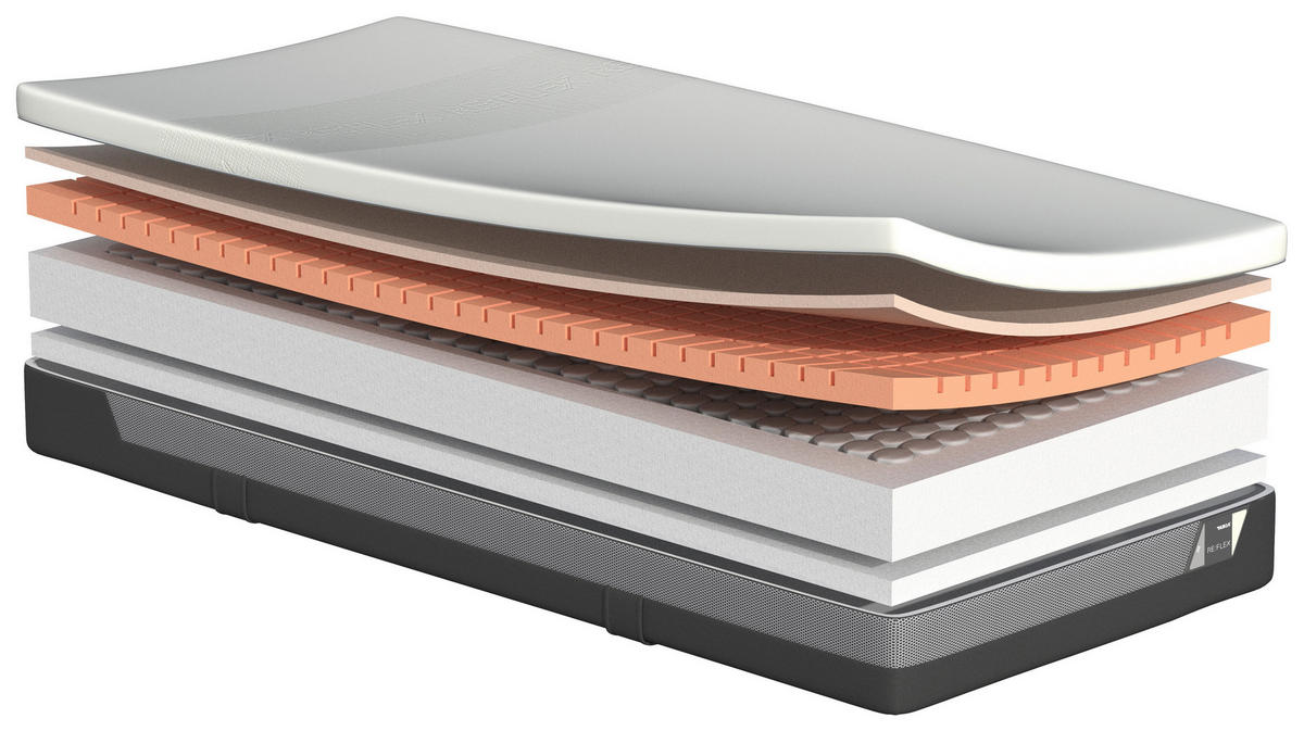 TASCHENFEDERKERNMATRATZE 90/200 cm, Höhe ca.: 24 cm, H2 = mittel, 7-Zonen - Weiß, Basics, Textil (90/200cm) - Hukla