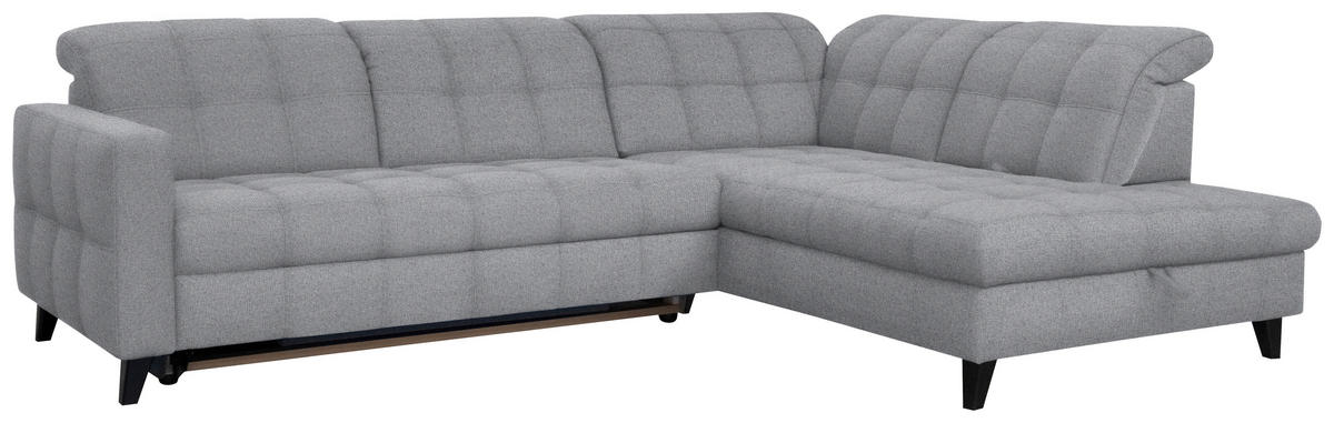 ECKSOFA in Webstoff Grau  - Schwarz/Grau, Design, Holz/Textil (297/216cm) - Xora