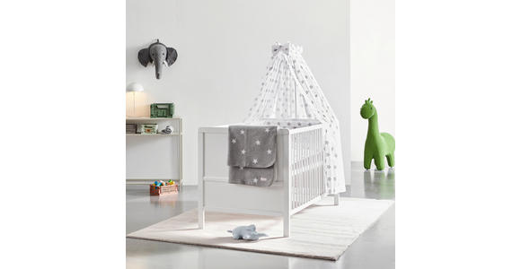 GITTERBETT-KOMPLETTSET STAR  144,5/74,5/82 cm   - Weiß/Grau, LIFESTYLE, Holz/Textil (144,5/74,5/82cm) - My Baby Lou