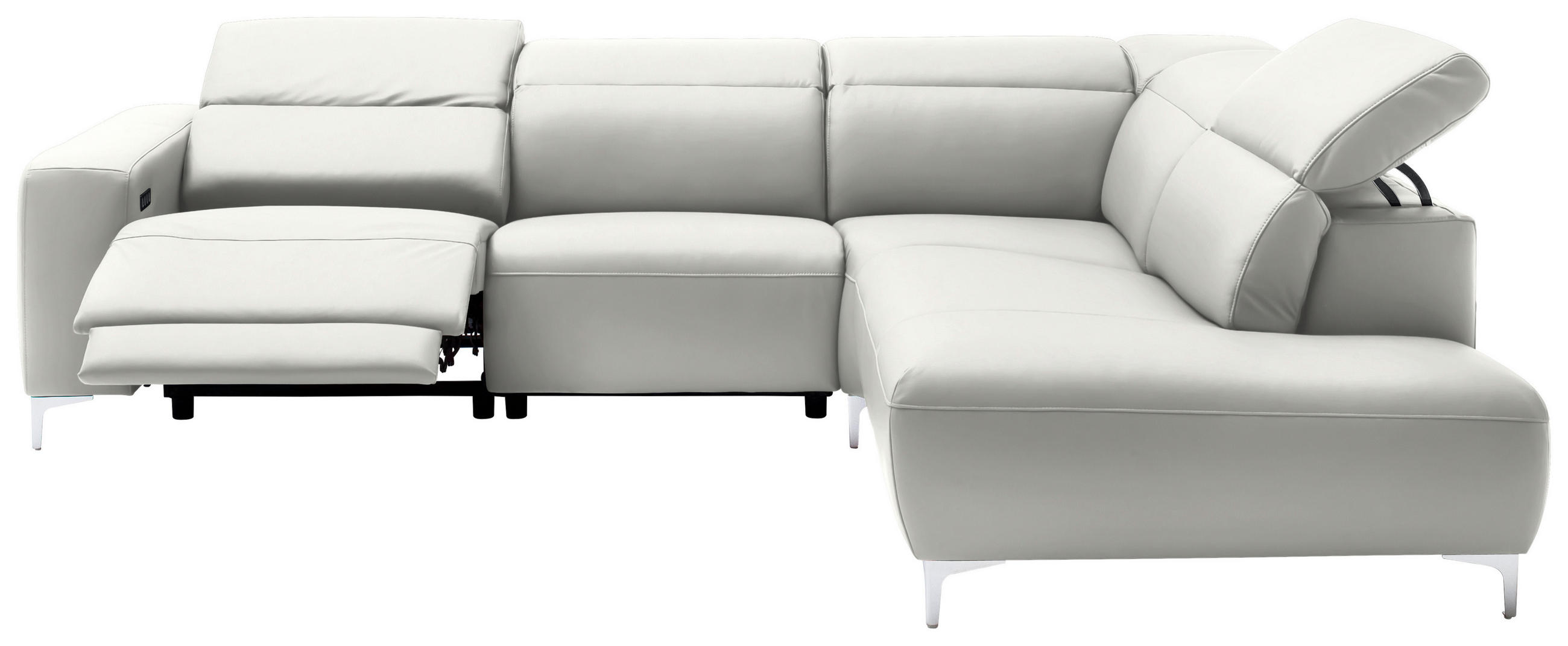 ECKSOFA Weiß Echtleder  - Chromfarben/Weiß, Design, Leder/Metall (290/223cm) - Pure Home Lifestyle