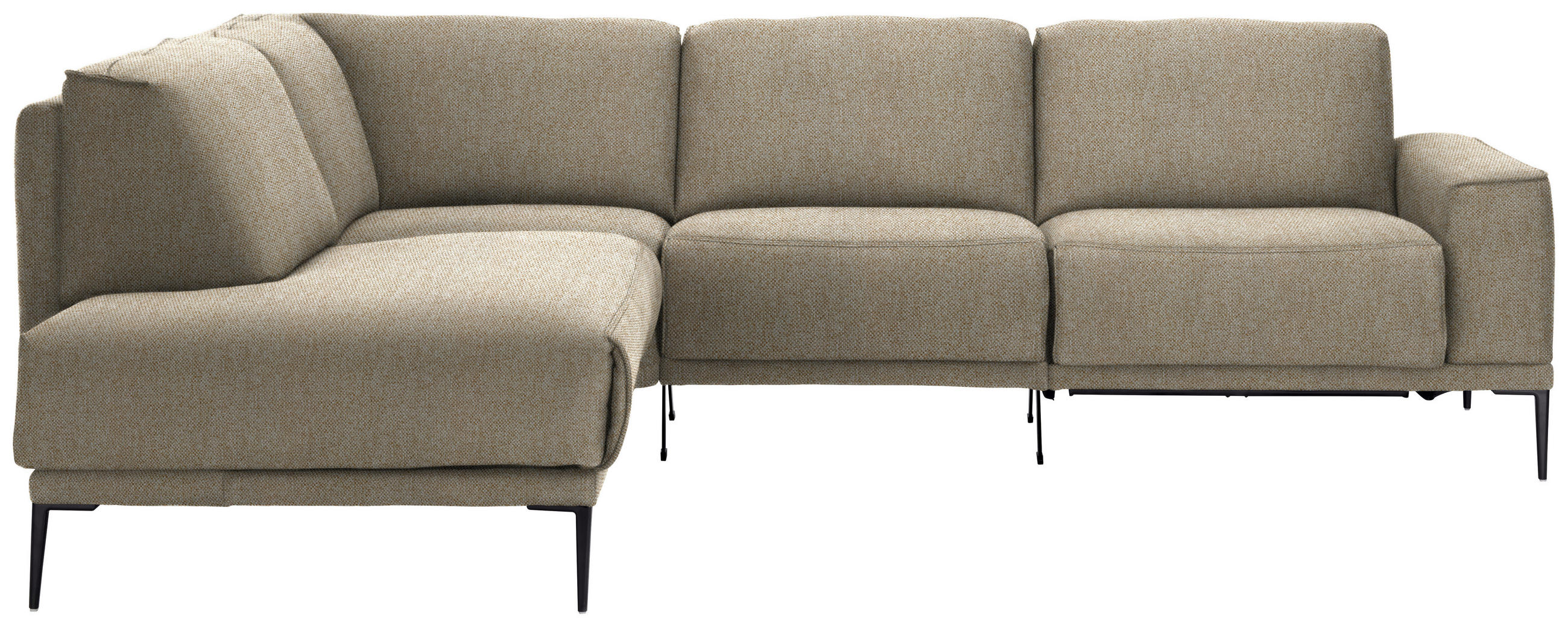 ECKSOFA in Flachgewebe Sandfarben  - Sandfarben/Schwarz, Design, Textil/Metall (210/260cm) - Johann Jakob