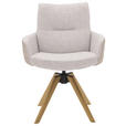 ARMLEHNSTUHL  Beinauswahl, Sitzfläche 360° drehbar, Stoff-/Lederauswahl Flachgewebe  Creme, Hellgrau  - Beige/Creme, Design, Holz/Textil (62/90/68cm) - Valnatura